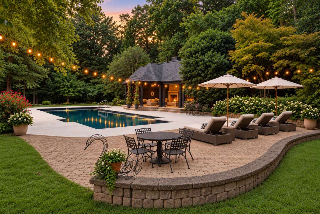 The pool from the paver terrace