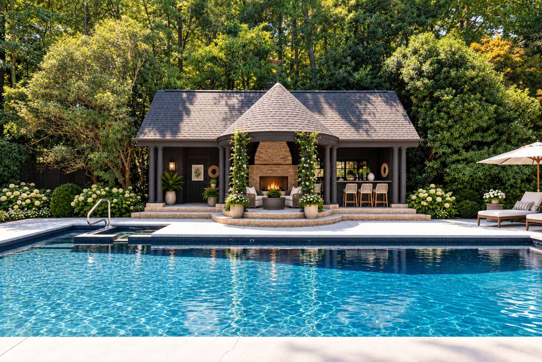 The pavilion across the water