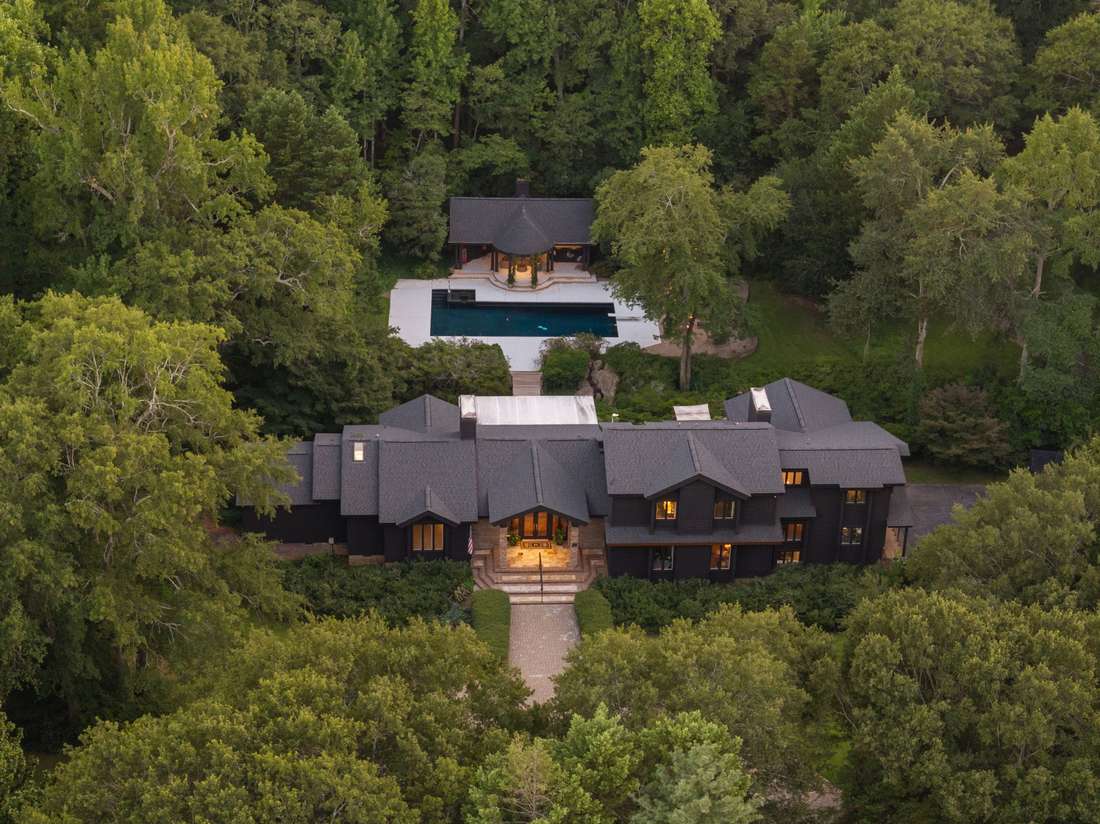 Dusk aerial, the whole compound